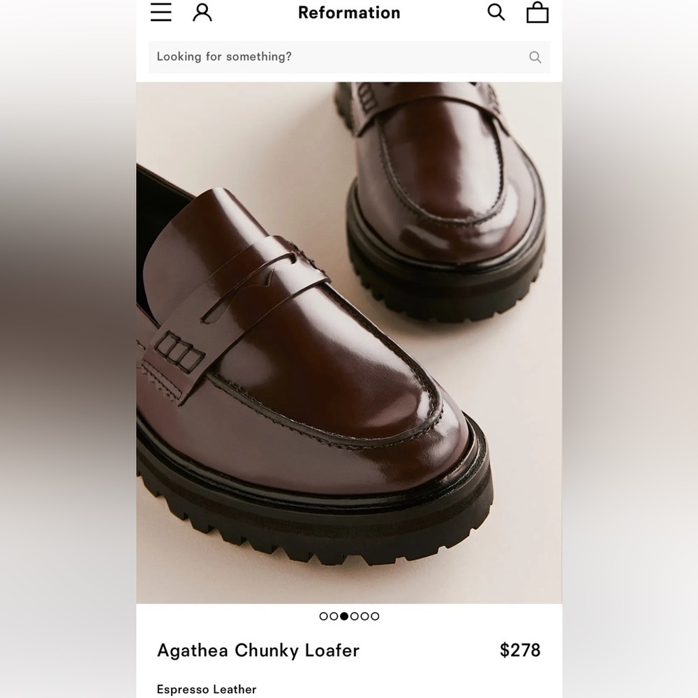 Reformation Agathea Chunky Loafer Leather Patent Shiny Platform Shoes Espresso - Picture 12 of 12